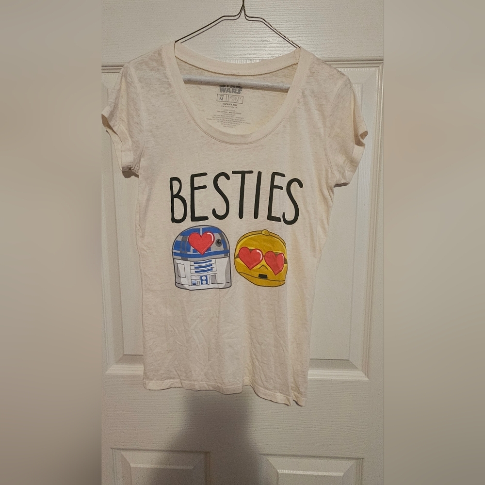 Star Wars Besties R2D2 & C3PO Emojis Short Sleeve Tee Sz M
